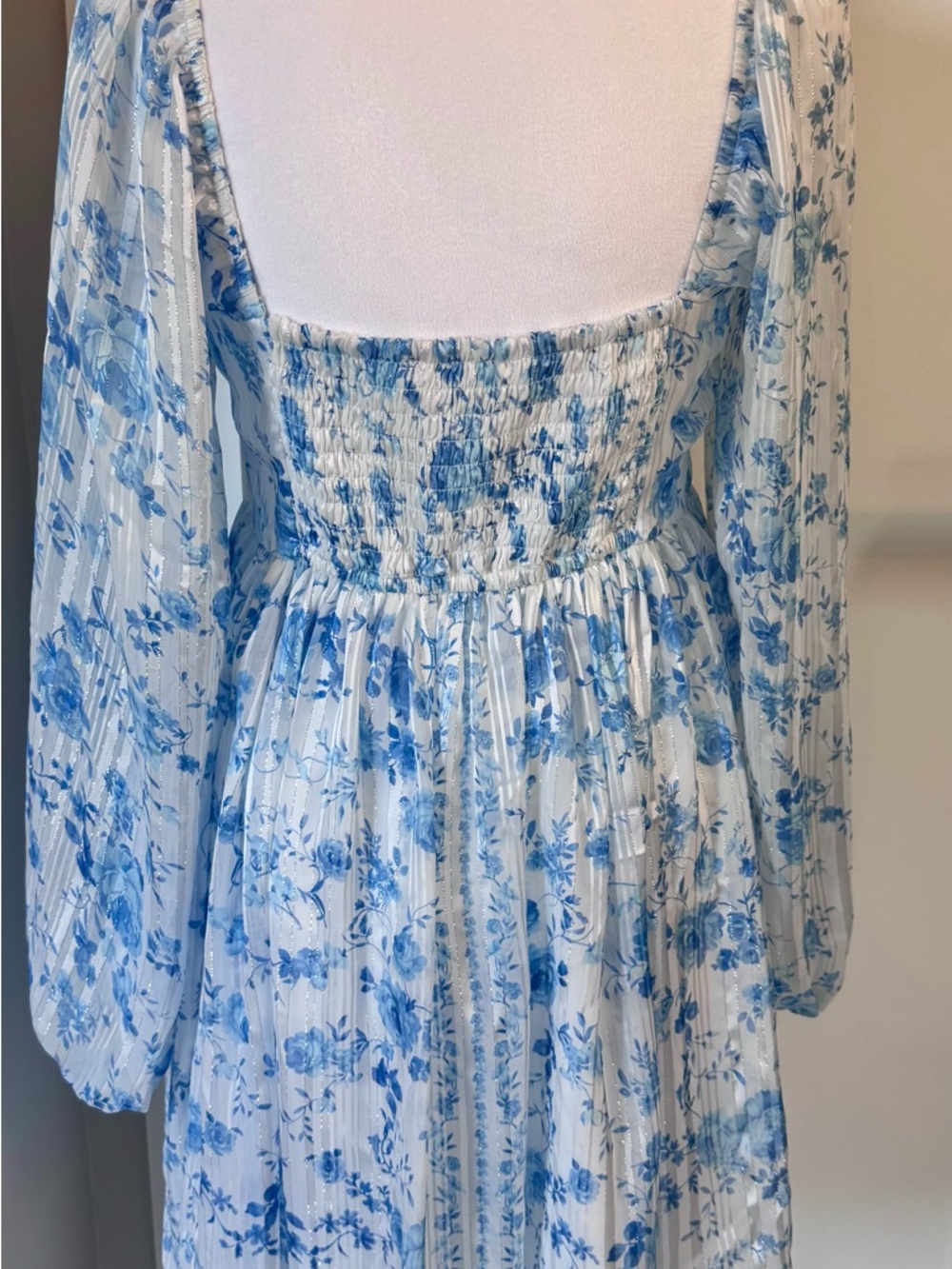 Altar'd State Jenni Floral Mini Dress in blue and white - Picture 4 of 6